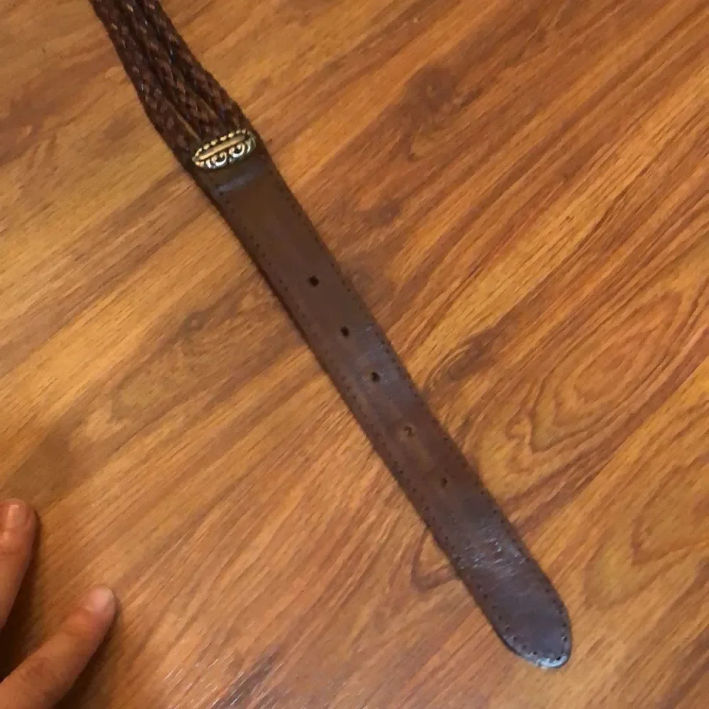 Brighton style genuine leather brown belt with silver detail.
